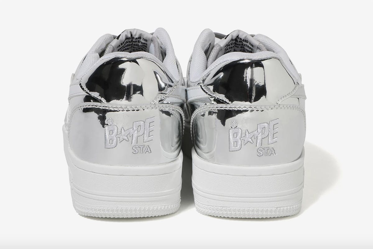 silver bape shoes
